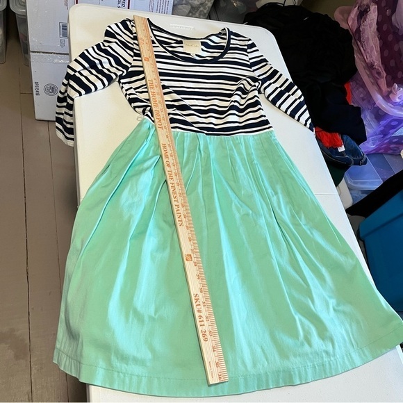ModCloth Striped Dress Teal Black White Small U - Picture 6 of 7
